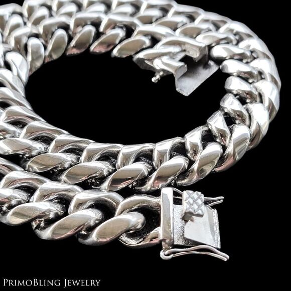 18mm Stainless Steel Cuban Link Necklace - Picture 1 of 3